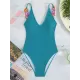 Solid Color V-Neck Decoration One-Piece Swimwear Solid Color V-Neck Decoration One-Piece Swimwear