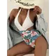 Floral Printed Belly-Hollow Split-Joint One-Piece Swimwear Floral Printed Belly-Hollow Split-Joint One-Piece Swimwear