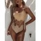 Beige One-Shoulder Drawstring Hollow One-Piece Swimsuit