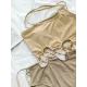 Beige One-Shoulder Drawstring Hollow One-Piece Swimsuit Beige One-Shoulder Drawstring Hollow One-Piece Swimsuit