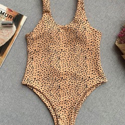 Leopard Print Backless One-Piece Swimsuit