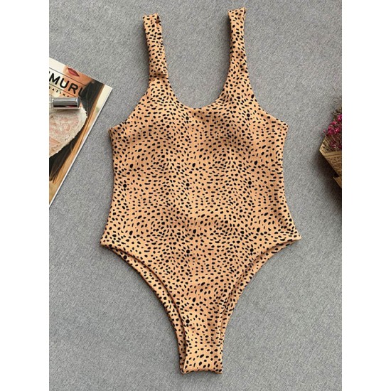 Leopard Print Backless One-Piece Swimsuit Leopard Print Backless One-Piece Swimsuit