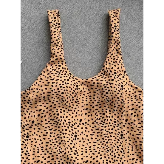 Leopard Print Backless One-Piece Swimsuit Leopard Print Backless One-Piece Swimsuit