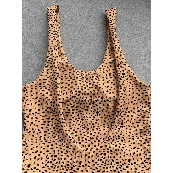 Leopard Print Backless One-Piece Swimsuit Leopard Print Backless One-Piece Swimsuit
