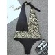 Leopard Print Split-Joint Asymmetric High-Neck One-Piece Swimwear Leopard Print Split-Joint Asymmetric High-Neck One-Piece Swimwear
