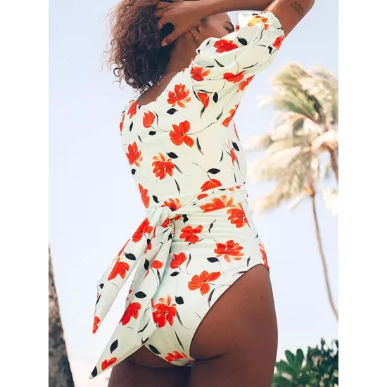 Short Sleeve V Neck One-Piece Swimwear Short Sleeve V Neck One-Piece Swimwear