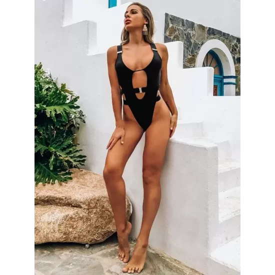 Sexy Sleeveless Split-Joint Hollow Monokini Swimwear Sexy Sleeveless Split-Joint Hollow Monokini Swimwear