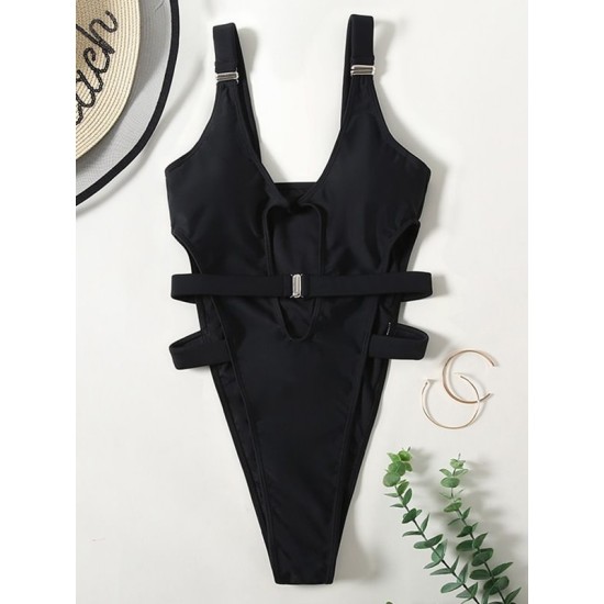 Sexy Sleeveless Split-Joint Hollow Monokini Swimwear Sexy Sleeveless Split-Joint Hollow Monokini Swimwear