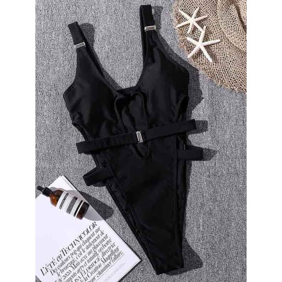 Sexy Sleeveless Split-Joint Hollow Monokini Swimwear Sexy Sleeveless Split-Joint Hollow Monokini Swimwear