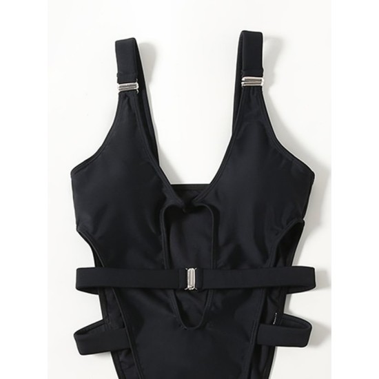 Sexy Sleeveless Split-Joint Hollow Monokini Swimwear Sexy Sleeveless Split-Joint Hollow Monokini Swimwear