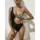 One-Shoulder Cropped Hollow One-Piece Swimwear One-Shoulder Cropped Hollow One-Piece Swimwear