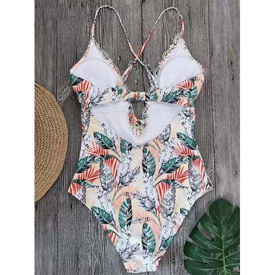 V-Neck Lace Spaghetti-Neck One-Piece Swimwear V-Neck Lace Spaghetti-Neck One-Piece Swimwear