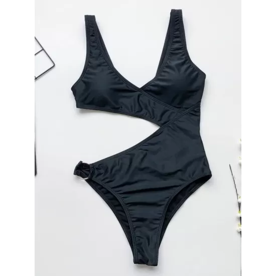 V-Neck Hollow Circular Ring One-Piece Swimwear V-Neck Hollow Circular Ring One-Piece Swimwear