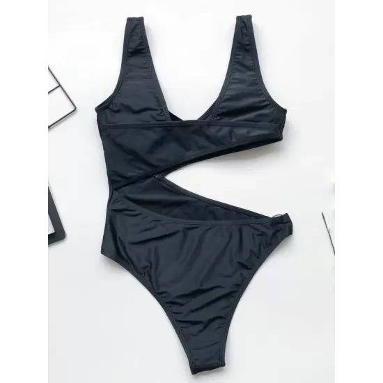 V-Neck Hollow Circular Ring One-Piece Swimwear V-Neck Hollow Circular Ring One-Piece Swimwear