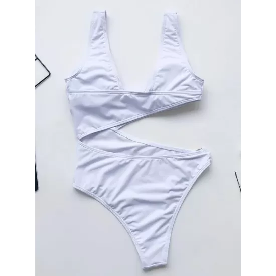 V-Neck Hollow Circular Ring One-Piece Swimwear V-Neck Hollow Circular Ring One-Piece Swimwear