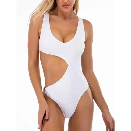 V-Neck Hollow Circular Ring One-Piece Swimwear V-Neck Hollow Circular Ring One-Piece Swimwear