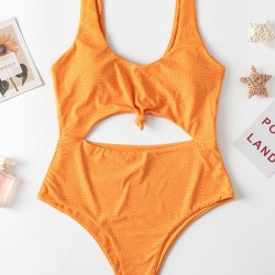 Striped Print Backless One-Piece Swimwear