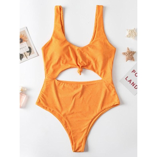 Striped Print Backless One-Piece Swimwear Striped Print Backless One-Piece Swimwear