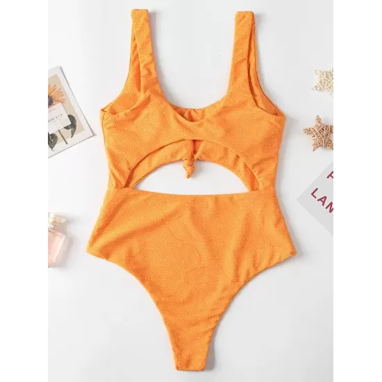 Striped Print Backless One-Piece Swimwear Striped Print Backless One-Piece Swimwear