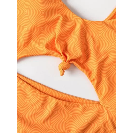 Striped Print Backless One-Piece Swimwear Striped Print Backless One-Piece Swimwear
