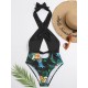Floral-Print Split-Joint Backless Halterneck One-Piece Swimwear Floral-Print Split-Joint Backless Halterneck One-Piece Swimwear
