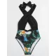 Floral-Print Split-Joint Backless Halterneck One-Piece Swimwear Floral-Print Split-Joint Backless Halterneck One-Piece Swimwear