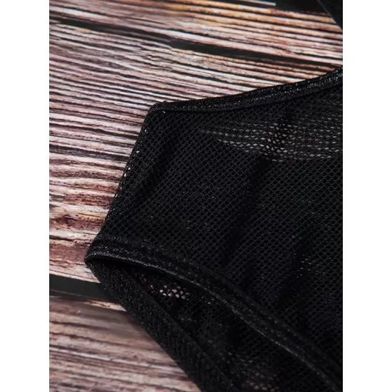 Net Yarn Split-Joint Bandage One-Piece Teddy Lingerie Net Yarn Split-Joint Bandage One-Piece Teddy Lingerie