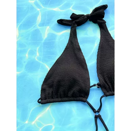 Padded Backless Hollow Solid Color Halter-Neck One-Piece Swimwear Padded Backless Hollow Solid Color Halter-Neck One-Piece Swimwear