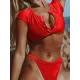 Short Sleeve Button V-Neck Hipster Tankini Swimwear Short Sleeve Button V-Neck Hipster Tankini Swimwear