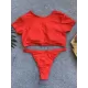 Short Sleeve Button V-Neck Hipster Tankini Swimwear Short Sleeve Button V-Neck Hipster Tankini Swimwear