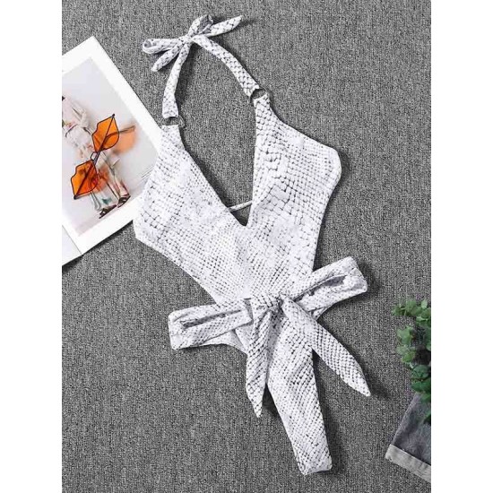 Halter Deep V Neck Backless Sexy Monokini Swimwear Halter Deep V Neck Backless Sexy Monokini Swimwear