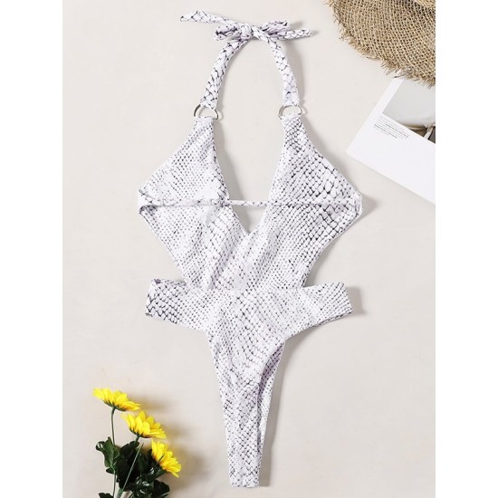 Halter Deep V Neck Backless Sexy Monokini Swimwear Halter Deep V Neck Backless Sexy Monokini Swimwear