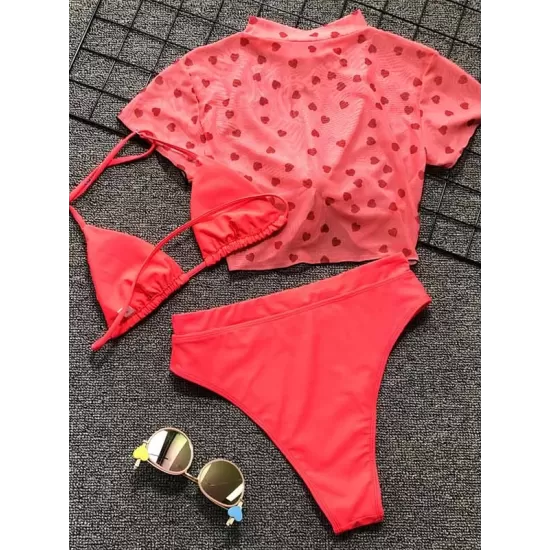 Printed Three-Piece Tankini Swimsuit Printed Three-Piece Tankini Swimsuit