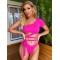 Solid Color Bandage One-Shoulder Split Tankini Swimsuit