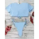 Short Sleeve Bandage Tie Side Tankinis Swimwear Short Sleeve Bandage Tie Side Tankinis Swimwear