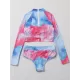 Tie-Dyed Long Sleeve High-Waisted Split Rash Guards Tie-Dyed Long Sleeve High-Waisted Split Rash Guards