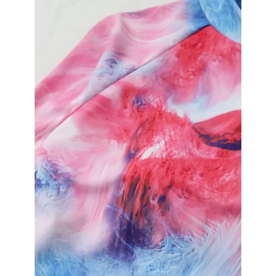 Tie-Dyed Long Sleeve High-Waisted Split Rash Guards Tie-Dyed Long Sleeve High-Waisted Split Rash Guards