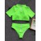 Plain Short Sleeve Tankini Swimsuit