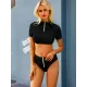 Plain Short Sleeve Tankini Swimsuit Plain Short Sleeve Tankini Swimsuit