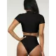 Plain Short Sleeve Tankini Swimsuit Plain Short Sleeve Tankini Swimsuit