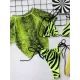 Snakeskin Print Lace-Up Tankini Swimsuit Snakeskin Print Lace-Up Tankini Swimsuit