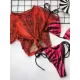 Snakeskin Print Lace-Up Tankini Swimsuit Snakeskin Print Lace-Up Tankini Swimsuit