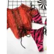 Snakeskin Print Lace-Up Tankini Swimsuit Snakeskin Print Lace-Up Tankini Swimsuit