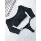 Off-The-Shoulder Ribbed Plain Tankini Swimsuit Off-The-Shoulder Ribbed Plain Tankini Swimsuit