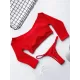 Off-The-Shoulder Ribbed Plain Tankini Swimsuit Off-The-Shoulder Ribbed Plain Tankini Swimsuit