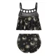 Fashion Hollow Spaghetti-Neck Printing High Waist Tankini Swimsuit Fashion Hollow Spaghetti-Neck Printing High Waist Tankini Swimsuit