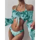 Sexy Strapless &Sun Shirt Leopard Print Three Piece Tankini Swimsuit Sexy Strapless &Sun Shirt Leopard Print Three Piece Tankini Swimsuit