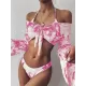 Sexy Strapless &Sun Shirt Leopard Print Three Piece Tankini Swimsuit Sexy Strapless &Sun Shirt Leopard Print Three Piece Tankini Swimsuit