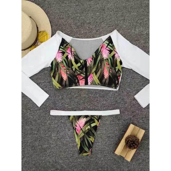 Sexy Round Collar Piece Long Sleeves Split Bikini Swimsuit Sexy Round Collar Piece Long Sleeves Split Bikini Swimsuit