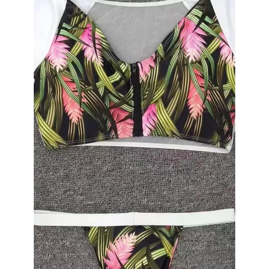 Sexy Round Collar Piece Long Sleeves Split Bikini Swimsuit Sexy Round Collar Piece Long Sleeves Split Bikini Swimsuit